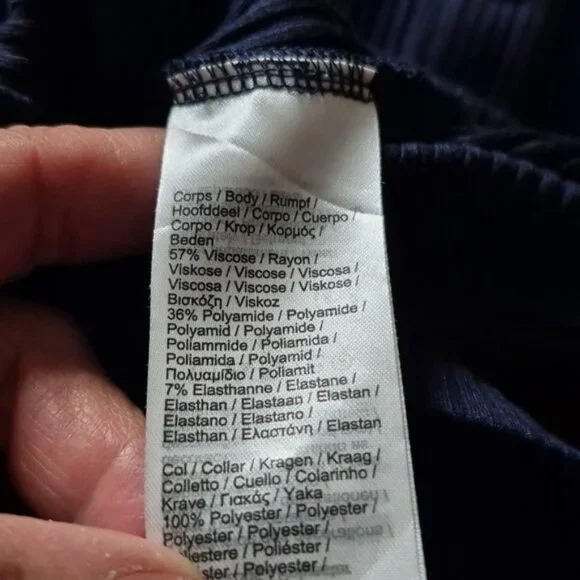 LACOSTE Navy Ribbed Polo Shirt with Green Flounced Trim SZ.32 - Picture 7 of 8